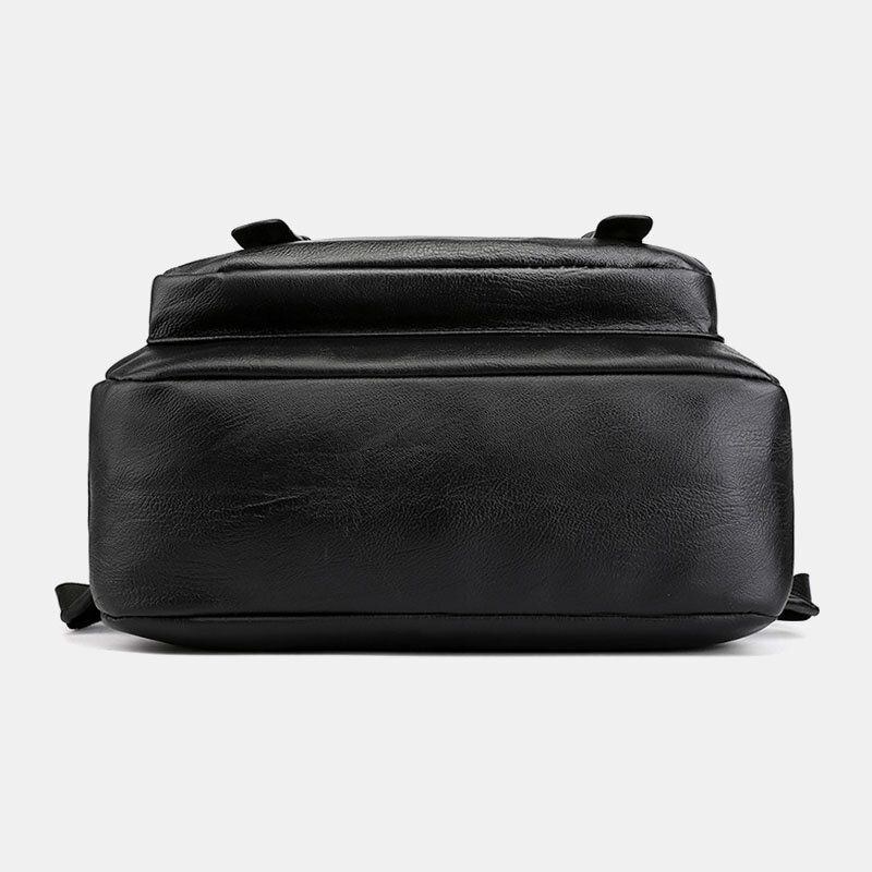 Herr Pu-läder Ryggsäck Med Flera Fickor Casual Travel Large Capacit Laptopväska Axelväska