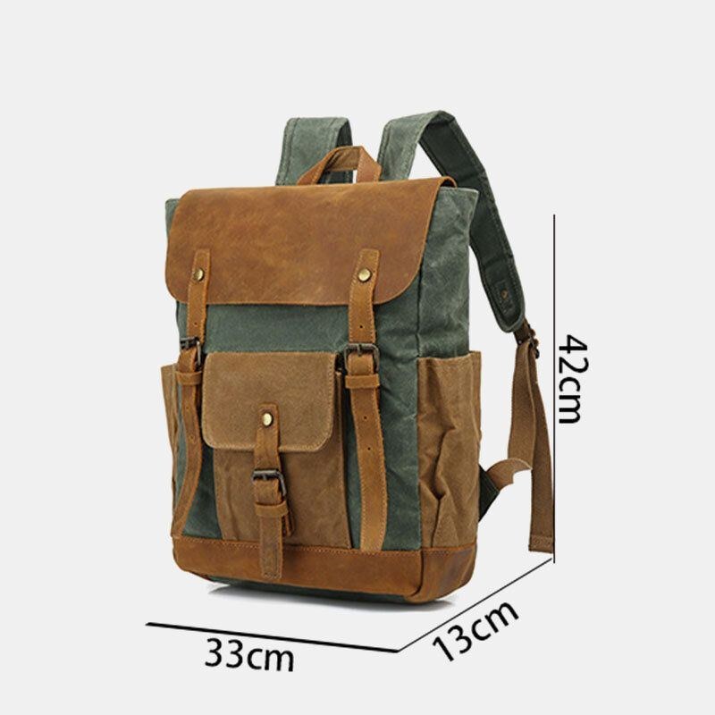 Herr Retro Vintage Canvas Läder Ryggsäck Sport Klätterväska Resa Stöldskyddsryggsäck