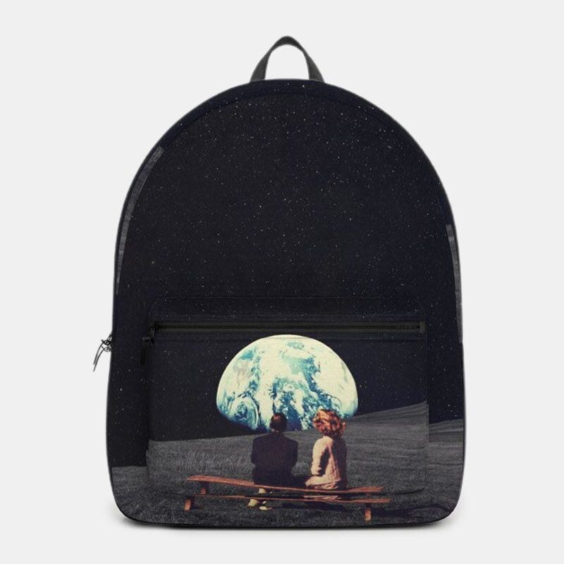 Herr Unisex Oxford Miljöskydd Space Planets Earth And Moon Print Skolväska Ryggsäck