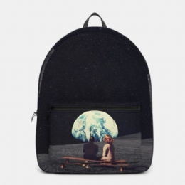 Herr Unisex Oxford Miljöskydd Space Planets Earth And Moon Print Skolväska Ryggsäck