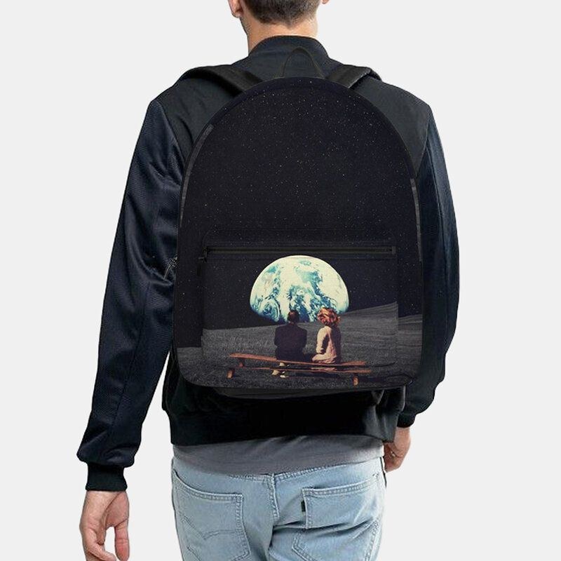 Herr Unisex Oxford Miljöskydd Space Planets Earth And Moon Print Skolväska Ryggsäck