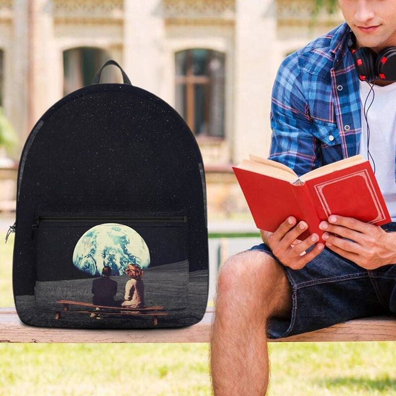 Herr Unisex Oxford Miljöskydd Space Planets Earth And Moon Print Skolväska Ryggsäck