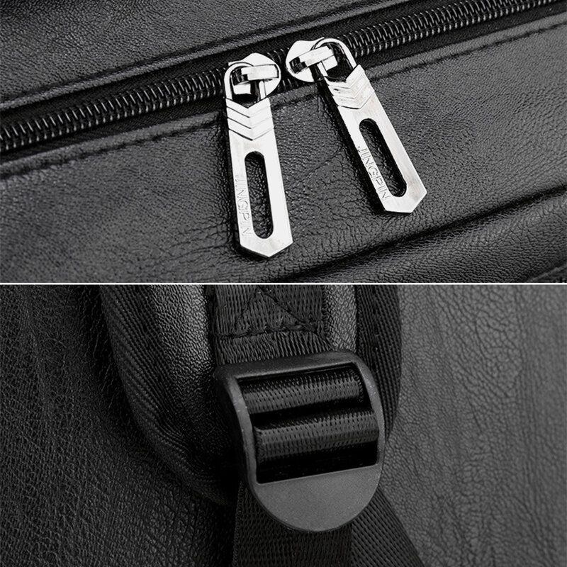 Herr Usb-laddning Multi-pocket Pu-läderryggsäck Mode Casual Stor Kapacitet 15.6 Tums Bärbar Datorväska