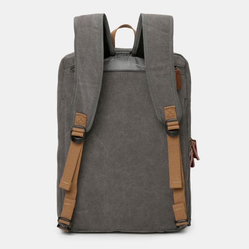 Herr Vintage Casual Canvas Stor Kapacitet 17 Tums Bärbar Datorväska Ryggsäck Crossbody-väska Med Flera Fickor