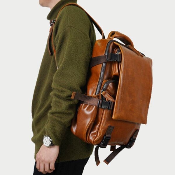 Men Solid Casual Multifunktion Laptop Flap Ryggsäck