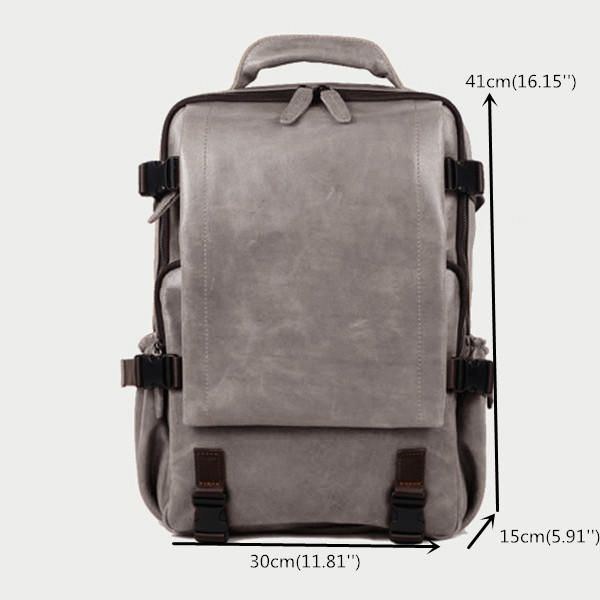 Men Solid Casual Multifunktion Laptop Flap Ryggsäck