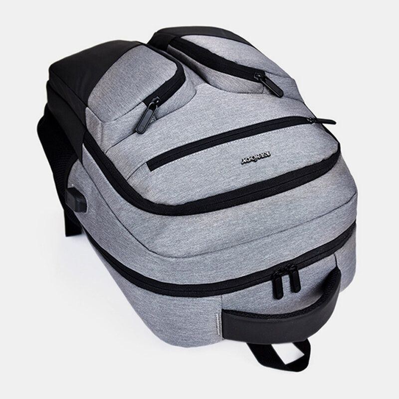 Nyligen Män Polyester Vattentät Laptop Ryggsäck Med Usb-laddning Casual Outdoor Travel School Bag