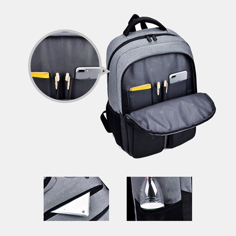 Nyligen Män Polyester Vattentät Laptop Ryggsäck Med Usb-laddning Casual Outdoor Travel School Bag