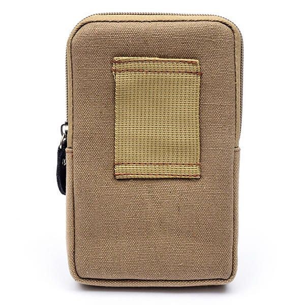 Herr Canvas&läder Bälte Telefonväska Midjeväska Outdoor Crossbody-väska För 5.5-i Telefoner