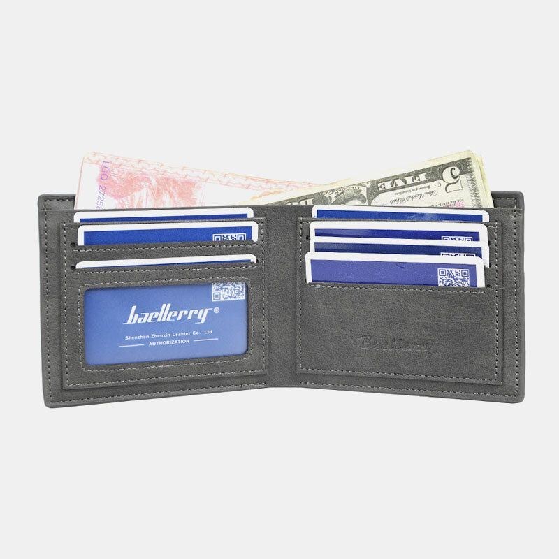 Baellerry Men Pu Läder Multi-card Slot Casual Tunn Money Clip Card Holder Plånbok