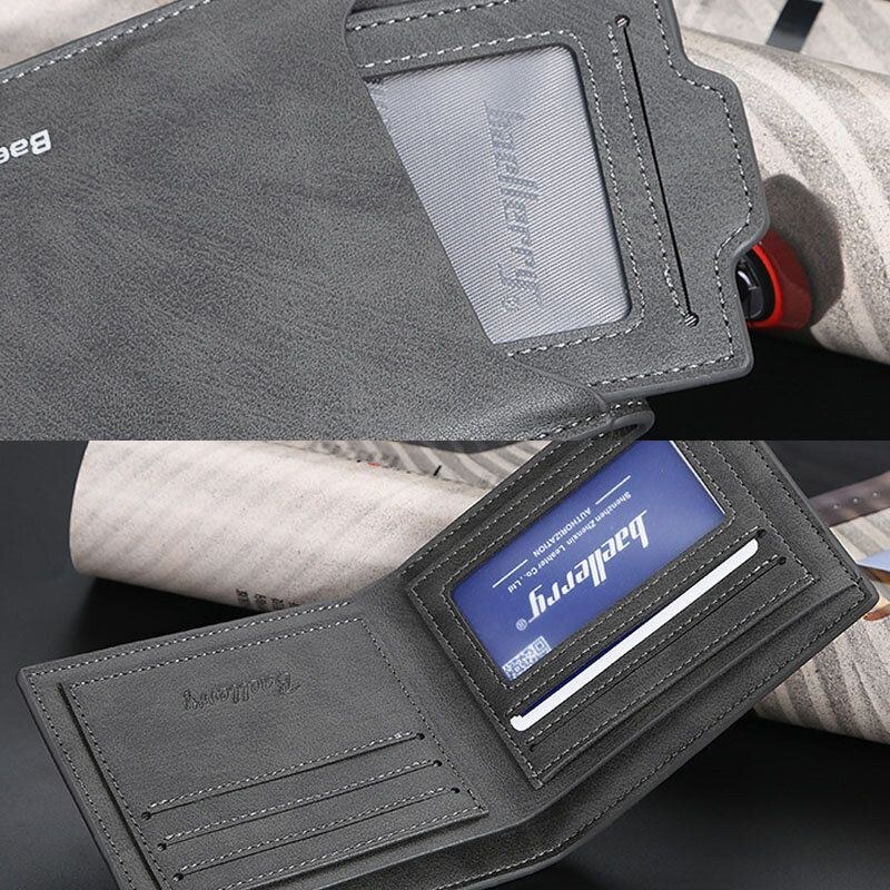 Baellerry Men Pu Läder Multi-card Slot Casual Tunn Money Clip Card Holder Plånbok