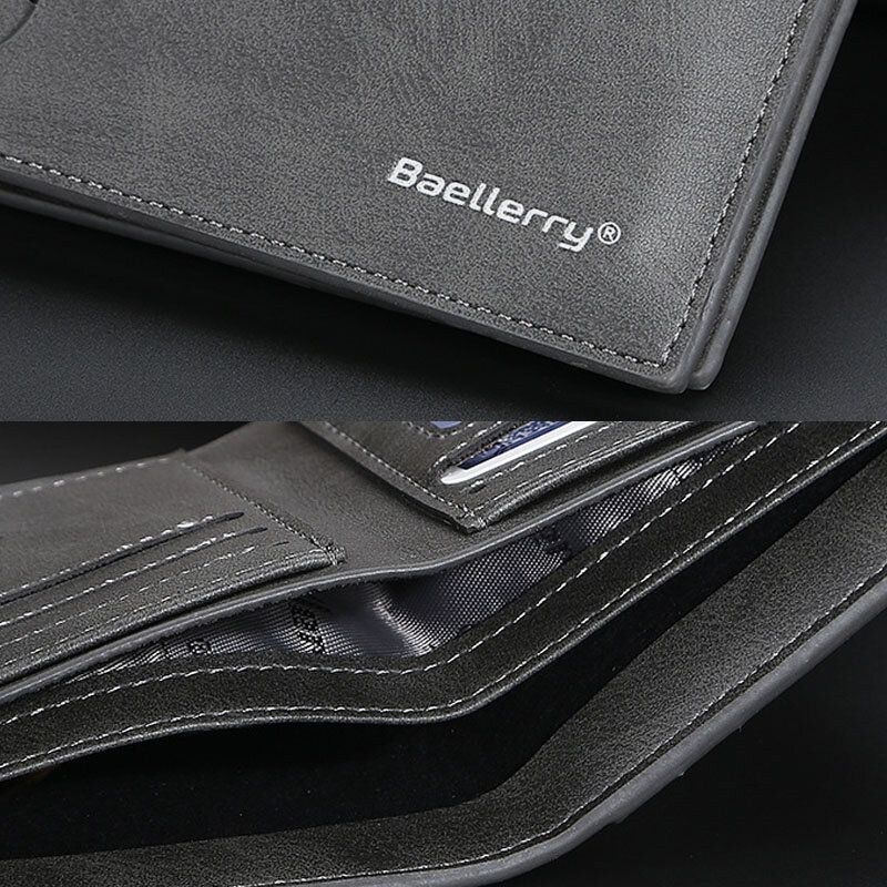 Baellerry Men Pu Läder Multi-card Slot Casual Tunn Money Clip Card Holder Plånbok