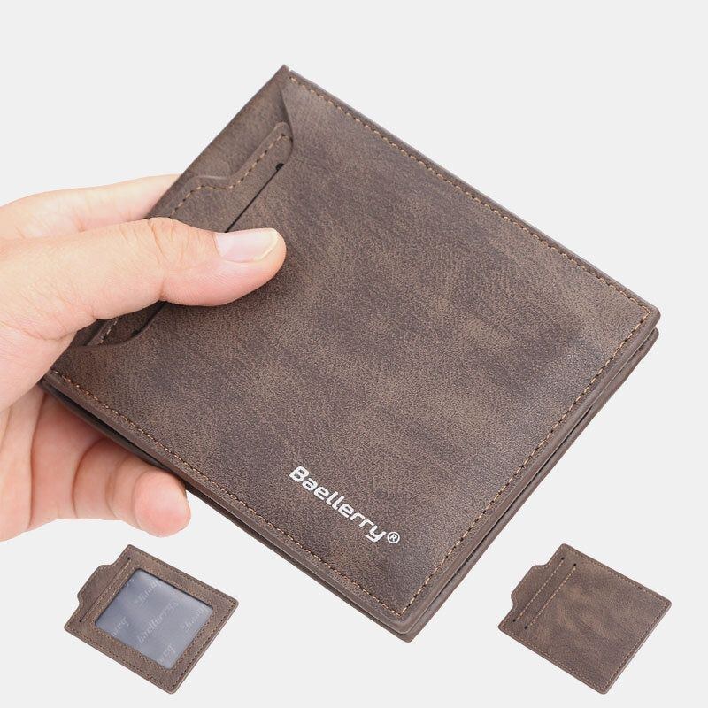 Baellerry Men Pu Läder Multi-card Slot Casual Tunn Money Clip Card Holder Plånbok