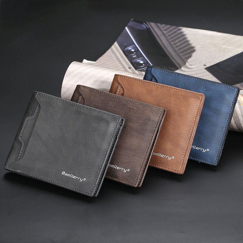 Baellerry Men Pu Läder Multi-card Slot Casual Tunn Money Clip Card Holder Plånbok