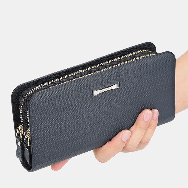 Baellerry Men Pu Läder Stor Kapacitet Flerkortsfack Bärhandtag Casual Clutch Bag Korthållare Plånbok