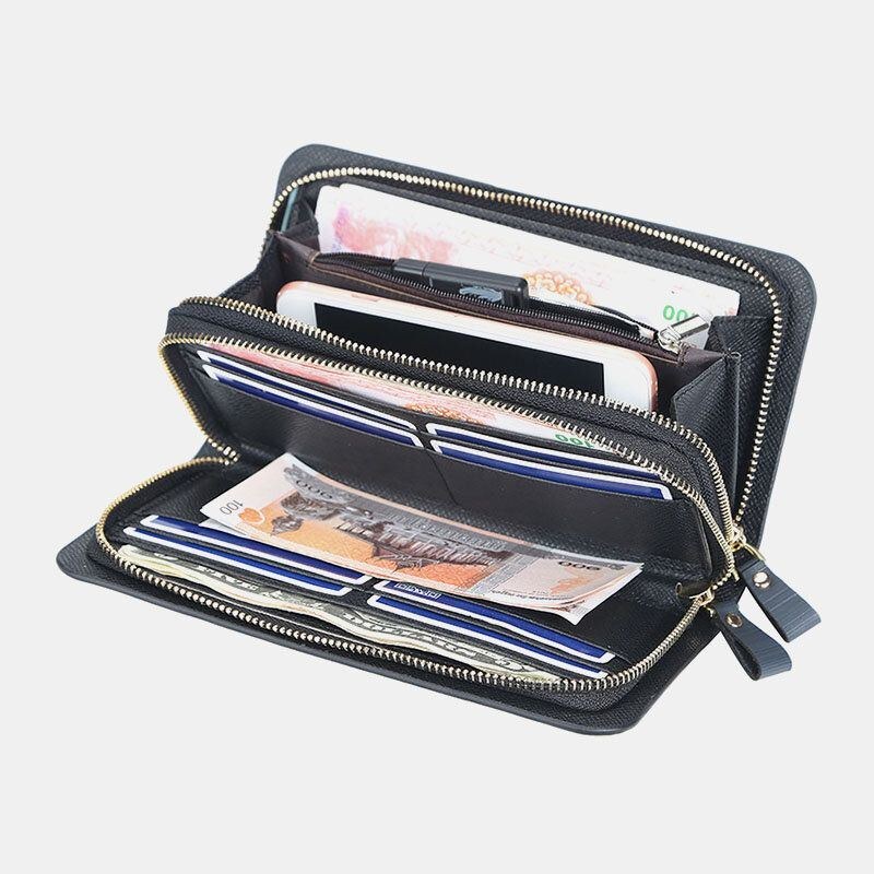 Baellerry Men Pu Läder Stor Kapacitet Flerkortsfack Bärhandtag Casual Clutch Bag Korthållare Plånbok