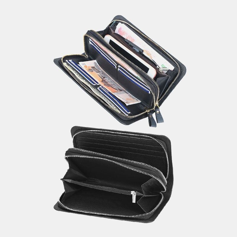 Baellerry Men Pu Läder Stor Kapacitet Flerkortsfack Bärhandtag Casual Clutch Bag Korthållare Plånbok