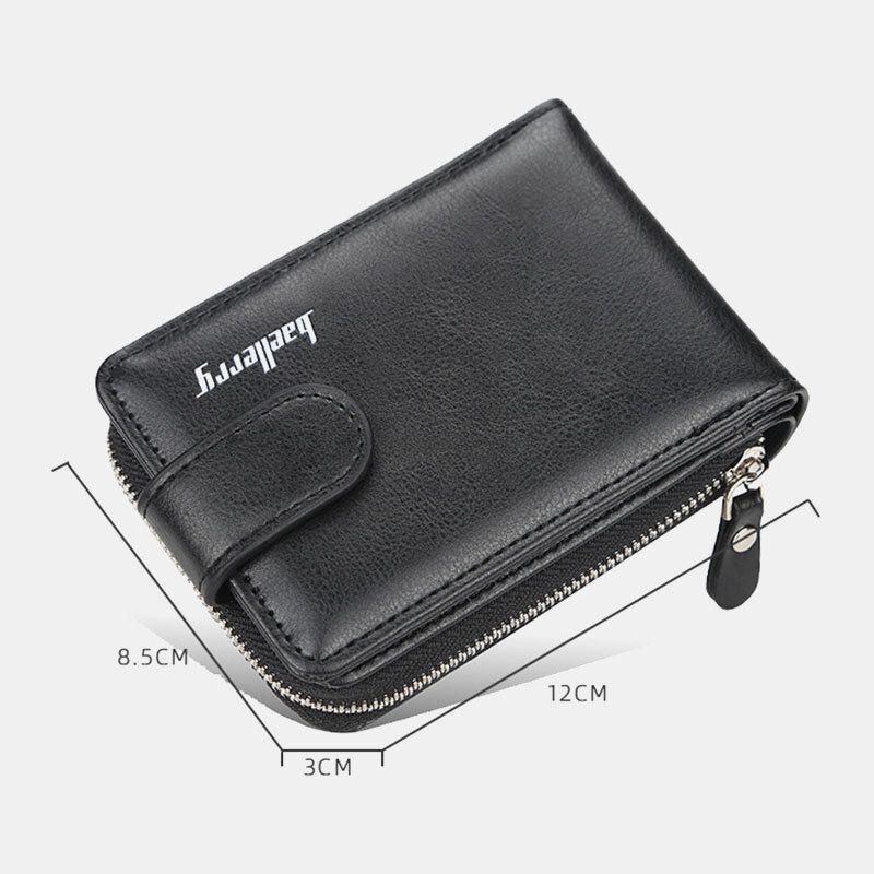 Baellerry Men Pu Leather Organ Design Multi-card Slot Retro Money Clip Card Holder Plånbok