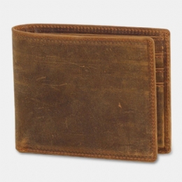 Herr Äkta Läder Bifold Kort Anti-magnetisk Money Clip Plånbok