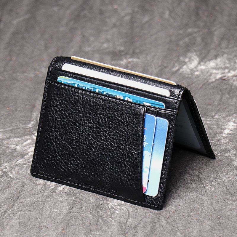 Herr Äkta Läder Kohud Multi-slot Card Case Licens Fick Card Holder Plånbok