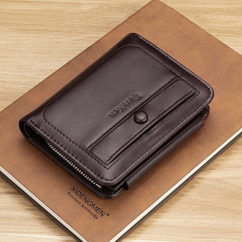 Herr Faux Leather Retro Business Trifold Multi-slot Card Holder Plånbok