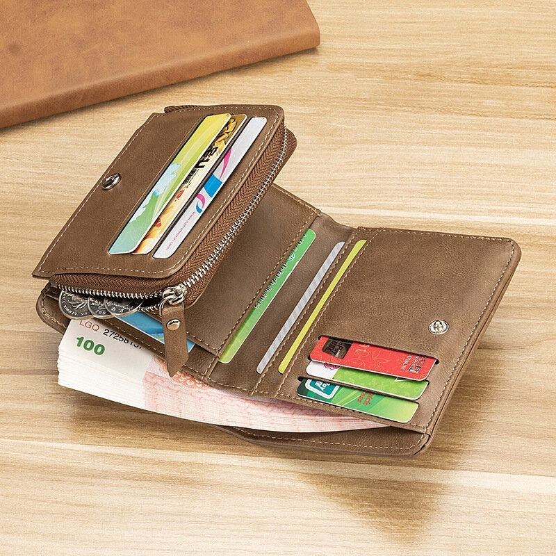 Herr Faux Leather Retro Business Trifold Multi-slot Card Holder Plånbok