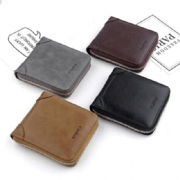 Herr Faux Leather Tri-fold Retro Zipper Multi-card Slots Wall