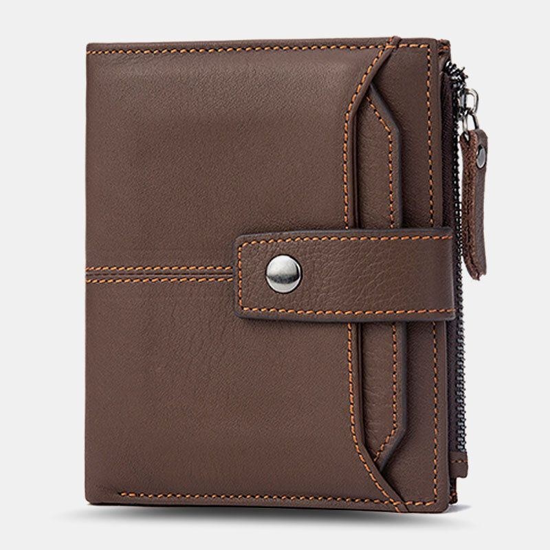 Herr Kort Bifold Blockering Plånbok Retro Casual Multi-card Slot Korthållare Kohud Körkortsplånbok