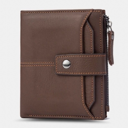 Herr Kort Bifold Blockering Plånbok Retro Casual Multi-card Slot Korthållare Kohud Körkortsplånbok