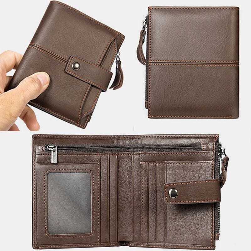 Herr Kort Bifold Blockering Plånbok Retro Casual Multi-card Slot Korthållare Kohud Körkortsplånbok