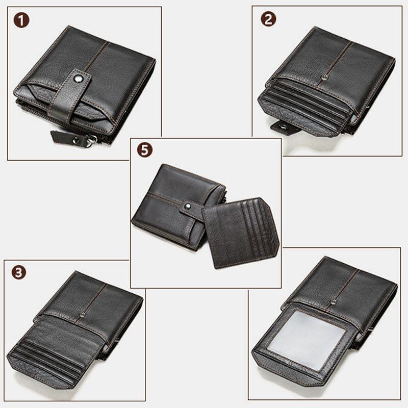 Herr Kort Bifold Blockering Plånbok Retro Casual Multi-card Slot Korthållare Kohud Körkortsplånbok