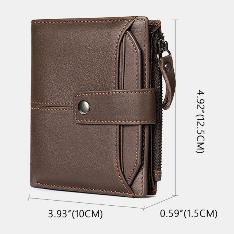 Herr Kort Bifold Blockering Plånbok Retro Casual Multi-card Slot Korthållare Kohud Körkortsplånbok