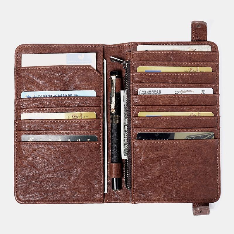 Herr Lång Bifold Vintage Plånbok Multi-card Slot Korthållare Telefonväska Handväska Clutches Väska