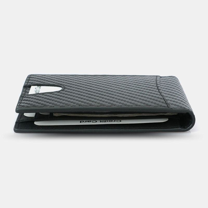 Herr Multifunktion Business Carbon Fiber Us Dollar Klippkort Handel Korta Multi-card Slots Plånbok