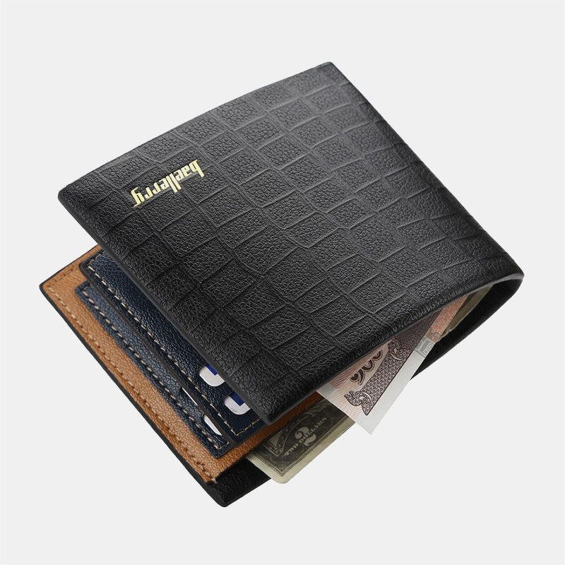 Herr Pu Läder Kort 6 Card Slot Korthållare Business Mode Bifold Tunn Körkort Plånbok Myntväska