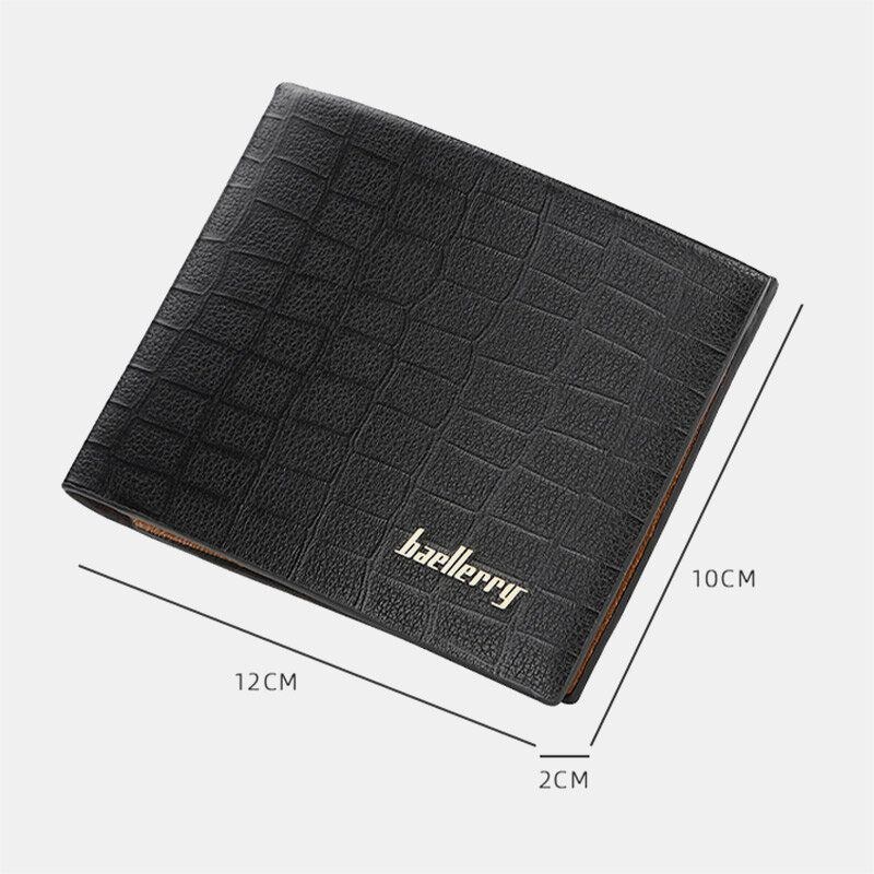 Herr Pu Läder Kort 6 Card Slot Korthållare Business Mode Bifold Tunn Körkort Plånbok Myntväska