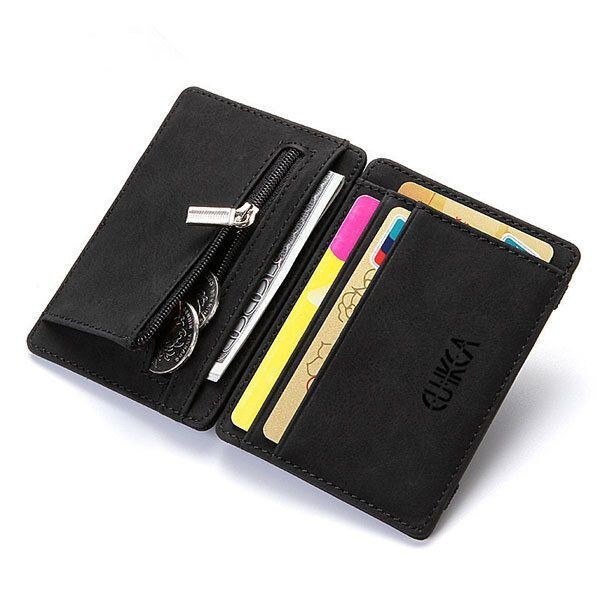 Herr Pu Leather Money Clip Tunn Bifold Wallet Kreditkortshållare