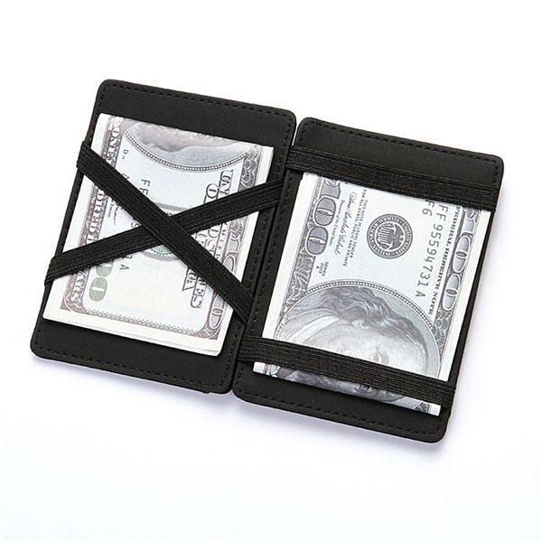 Herr Pu Leather Money Clip Tunn Bifold Wallet Kreditkortshållare