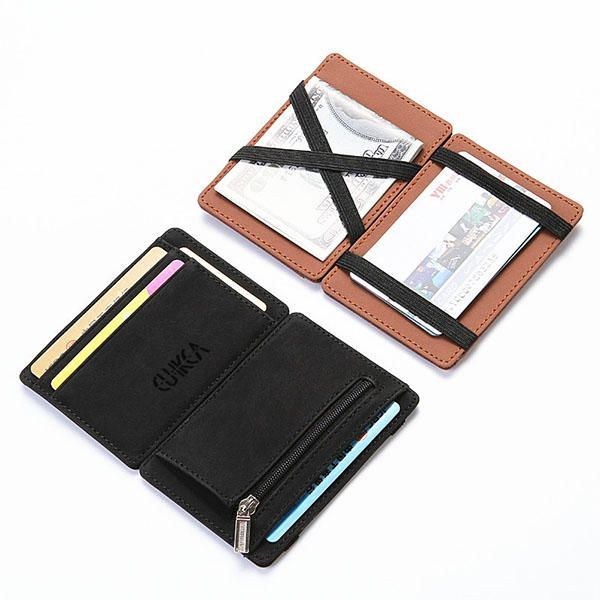 Herr Pu Leather Money Clip Tunn Bifold Wallet Kreditkortshållare