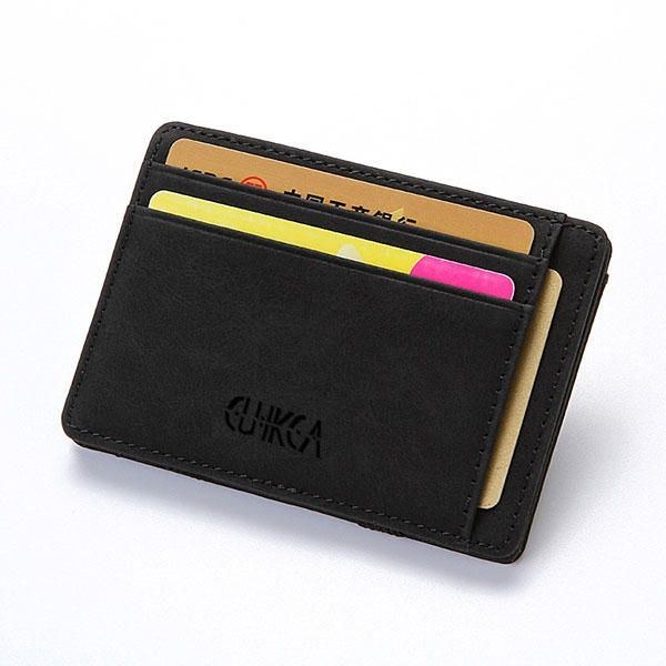 Herr Pu Leather Money Clip Tunn Bifold Wallet Kreditkortshållare