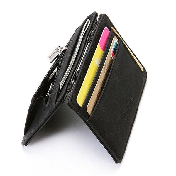 Herr Pu Leather Money Clip Tunn Bifold Wallet Kreditkortshållare