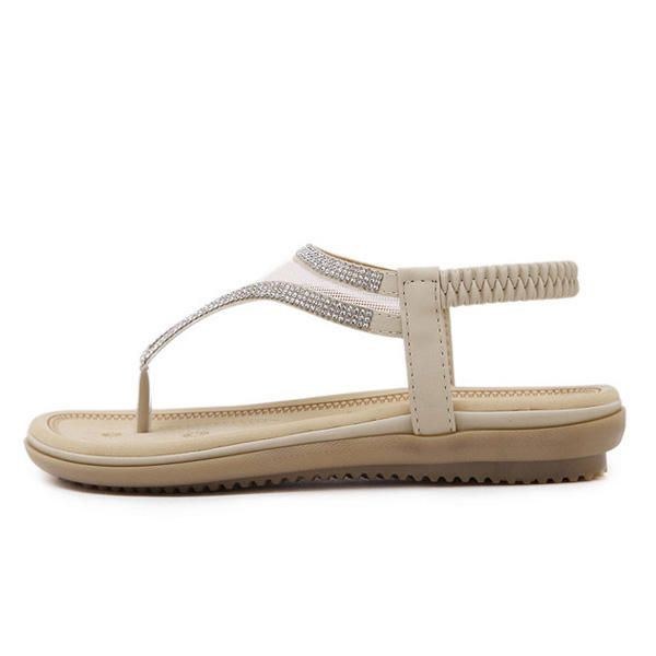 Böhmiska Flipflops För Damer Strand Casual Rhinestone Sandaler