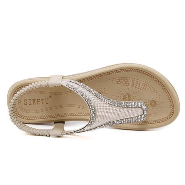 Böhmiska Flipflops För Damer Strand Casual Rhinestone Sandaler