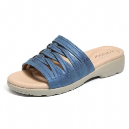 Cross Tie Comfy Wedge Sandaler För Kvinnor