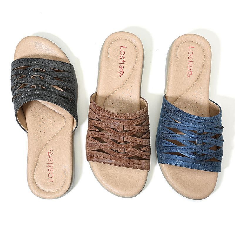 Cross Tie Comfy Wedge Sandaler För Kvinnor