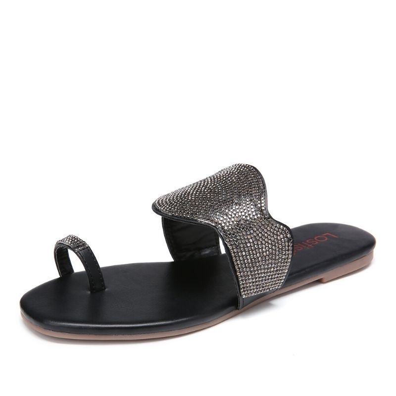 Dam Beading Toe Ring Casual Summer Slide Sandaler