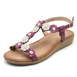 Dam Blommor Bohemian Soft Flat Clip Toe Beach Tofflor