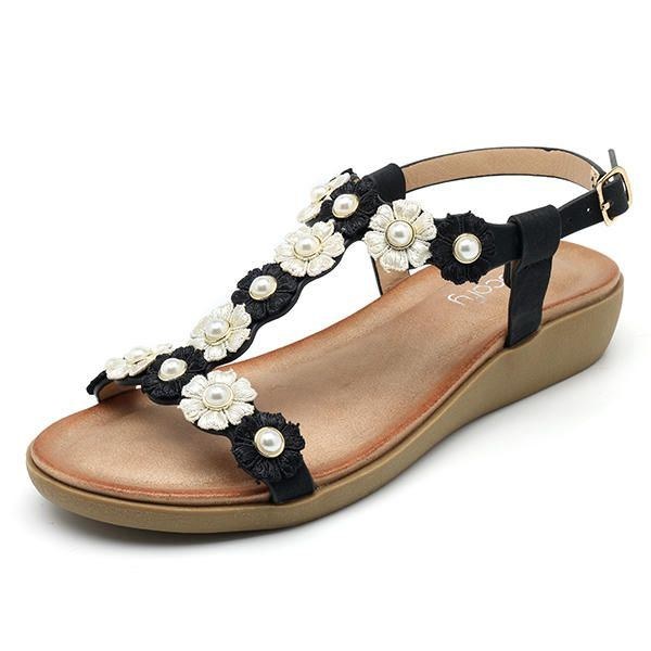 Dam Blommor Bohemian Soft Flat Clip Toe Beach Tofflor