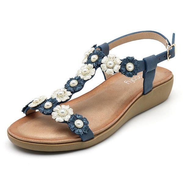 Dam Blommor Bohemian Soft Flat Clip Toe Beach Tofflor