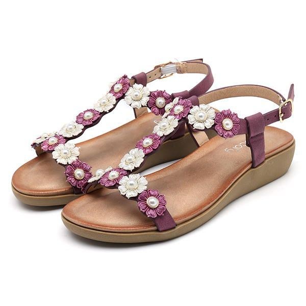 Dam Blommor Bohemian Soft Flat Clip Toe Beach Tofflor